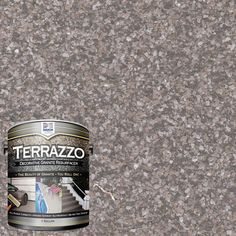 a can of terrazzo is sitting on the ground