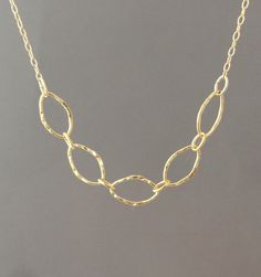 Gold Fill Hammered Five Link Necklace also available in Sterling Silver Hammered Link Necklace For Gift, Ancient Coin Pendant, Coin Pendant, Custom Necklace, Gold Pendant Necklace, Star Pendant, Gold Filled Chain, Necklace Handmade, Link Necklace