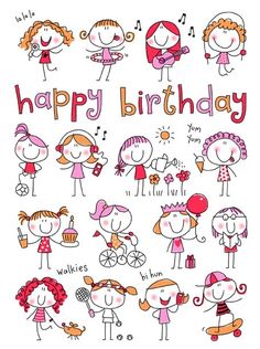 happy birthday card with cartoon kids