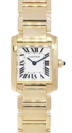 Contact us Have a question? Contact us. Free Shipping Complimentary next day delivery fully insured shipping. BUYER PROTECTION Security guaranteed with eBay buyer protection. Cartier Tank Francaise Small 18k Yellow Gold Ivory Dial Ladies Quartz Watch 1820 Excellent preowned ladies small Cartier Tank Francaise in 18k yellow gold features ivory dial with Roman numerals and blue sword-shaped hands. Comes on Cartier bracelet with double folding deployant buckle. Fits up to 5-3/4 inch wrist. We are a family owned brick and mortar Jewelry Store specializing in fine new and pre-owned jewelry and watches. Each of our pre-owned watches is fully checked, serviced, and detailed. All items guaranteed authentic. Specs Brand Cartier Model Tank Francaise Reference 1820 Condition Pre-owned Warranty 1 Year Cartier Tank Watch, Cartier Tank Anglaise, Cartier Tank Francaise, Stacked Bracelets, Tank Watch, Sapphire Cabochon, Trendy Watches, Ladies Watches, Cartier Tank