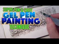 someone is drawing an image with the words super fun and easy gel pen painting technique