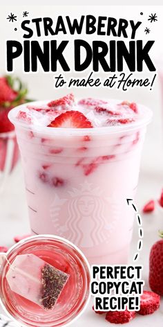 Pink Drink (Starbucks Copycat) Tazo Passion Tea, Pink Drink Recipes, Iced Drinks Recipes, Passion Tea, Strawberry Acai