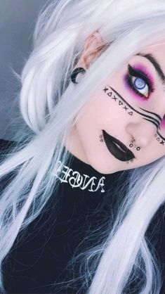 Unique Face Makeup, Dark Ethereal Makeup, Eye Practice, Gamer Aesthetic, Fantasy Make-up, Halloweenský Makeup, Makeup Cosplay, Scene Makeup, Gyaru Makeup