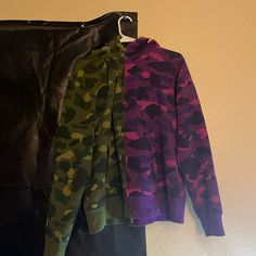 Bape Hoodie Bape Jacket, Bape Hoodie, Colorful Hoodies, Green And Purple, Jackets & Coats, Jackets For Women, Purple, Green, Women Shopping