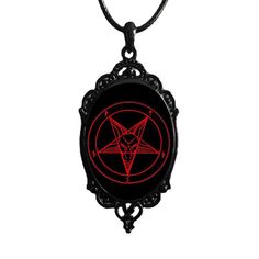 PRICES MAY VARY. Good Design: This Satanic goat head cameo necklace is gothic style, the pendant on this necklace is blood red and inside the pendant is a Satanic goat head pentagram, Satan is an important symbol and figure for Satanists and various other spiritual and faith traditions,wear this necklace to show your style. Size Information: This cameo necklace pendant size is 2 1/4 inches long x 1 1/2 inches wide on a 20 inch neck chain,the pendent surrounded by a frame, Frame made out of high Satanic Goat Head, Satanic Goat, Celebration Graduation, Goat Head, Witch Jewelry, Tarnished Silver, Festival Celebration, Witch Costume, Cameo Necklace