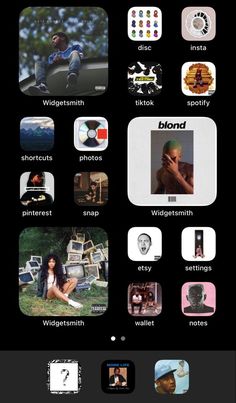 an iphone screen with many different pictures on it, including the words and images below