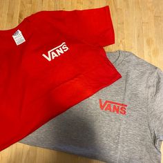 1 Red And 1 Grey Vans Unisex Size Small T-Shirt. Brand New And Never Worn. Same Graphic, Just On 2 Different Colors Vans Shirts, Grey Vans, Vans Shirt, Vans Red, T Shirt Brand, Mens Vans, Unisex Tshirt, Shirt Brand, Different Colors