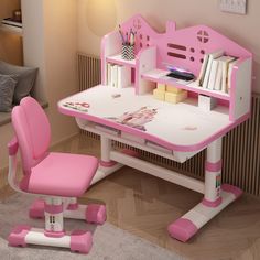 a child's desk and chair in a room