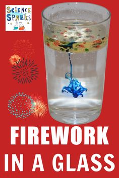 a firework in a glass with fireworks around it and the words, science sparkles