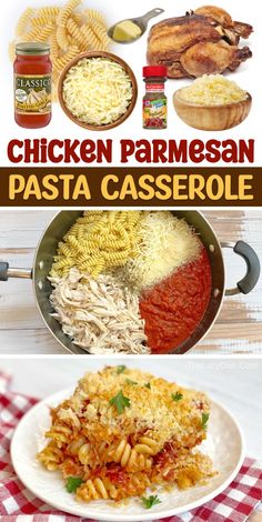 chicken parmesan pasta casserole is an easy dinner recipe