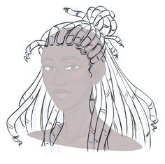 a drawing of a woman's head with braids in her hair and eyes closed