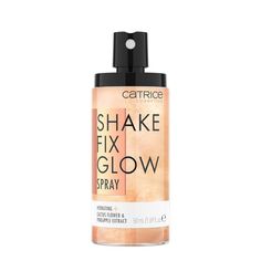 Für den gepflegten Glow-Look Das Shake Fix Glow Spray von Catrice ist ein absolutes Multitasking-Produkt: Es verlängert die Haltbarkeit des Make-ups, spendet Feuchtigkeit, pflegt mit Kaktusblüte und Ananas, erfrischt und schenkt auch noch einen intensiven Glow dank feiner Schimmerpartikel. Die Anwendung des frisch duftenden Sprays ist dabei kinderleicht – einfach schütteln, gleichmäßig aufsprühen und über ein sanft strahlendes Finish und angenehm erfrischende Pflege freuen! Fixing Spray, Shake Bottle, Pineapple Fruit, Under Eye Concealer, Skin Prep, Eye Concealer, Contouring And Highlighting, Cactus Flower, Gold Shimmer