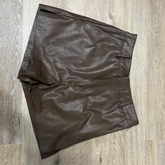 Never Worn, Perfect Condition! Size Small I’m Normally A 2-4 And They’re A Little Big On Me High Waisted Brown Leather Shorts, Re A, Leather Shorts, Brown Leather, High Waist, High Waisted, Womens Shorts, Boutique, Leather