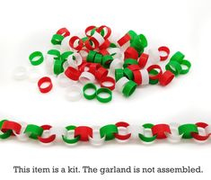 red, white and green ribbon with the words this item is fit the grand is not assembled