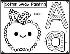 a coloring page with the letter a and an apple