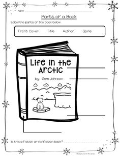 the book life in the arctic is shown with snowflakes and stars around it