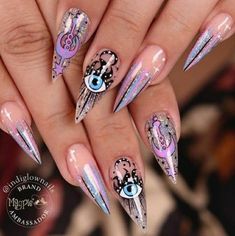 Nail Art Advanced, Spiritual Nails Designs, Spiritual Nail Art, Psychadelic Nails, Pretty Spring Nails, Summer Nails Art Designs, Monogram Nails, Summer Nails Art