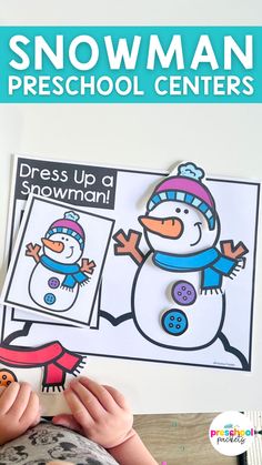 a snowman preschool center with the words press up a snowman