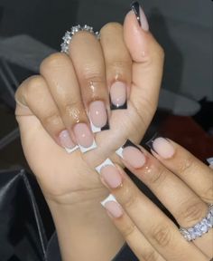 White Short French Tip Nails, Color Nails Designs, Cute Nails Acrylic, Nails Hoco, Short French Tip, Bridesmaid Nails, Tumblr Nail Art, Short French Tip Nails, Polish Crafts