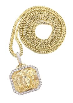 14K Yellow Gold Medusa Diamond Pendant & Franco Chain which comes in  1.4 Inches in length and  1 Inch in width.  The pendant has  0.48 Carats of Vs quality diamonds.  The chain options include a 10k gold cuban chain, franco or rope with a width of 3mm's and the length can be selected to any preference.  -100% REAL GOLD -LIFETIME WARRANTY -LIFETIME MAINTENANCE -LIFETIME UPGRADE -15 DAY MONEY BACK GUARANTEE -FREE SHIPPING -FINANCING AVAILABLE Gold Cuban Chain, Xo Jewelry, Gold Earrings For Men, Mens Diamond Bracelet, Gold Watches Women, Silver Chain For Men, Mens Gold Rings, Mens Bracelet Silver, Gold Chain With Pendant