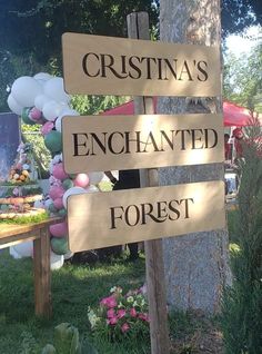 a wooden sign that says cristina's enchanted forest