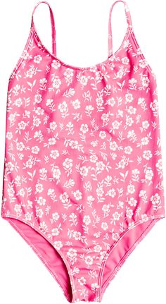 Fit and Design: One-piece silhouette Scoop neck Thin adjustable straps Soft & stretch-resistant fabric Pink floral pattern Technology: Chlorine-resistant fabric Additional Details: Made with recycled materials Pink Guava, Roxy Girls, Pink Floral Pattern, Swimwear Sets, One Piece Swim, Kids Swimming, Swimwear Outfit, Kids Fashion Girl, Shop Swimwear