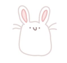 a white bunny face with pink ears