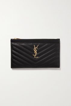 SAINT LAURENT's 'Monogram' bill pouch is so versatile - use it as a small clutch or to organize items in a roomy [tote id1295222]. It's been made in Italy from durable quilted textured-leather and topped with the iconic 'YSL' plaque. The front slip pocket is ideal for keeping your phone handy. Designer Formal Clutch With Zipper Pouch, Luxury Black Clutch With Zipper Pouch, Luxury Zipper Pouch Clutch Wallet, Designer Formal Zipper Pouch, Monogram Quilt, Quilted Wallet, S Monogram, Small Clutch, Designer Wallets