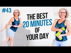 the best 20 minutes of your day with an older woman in blue tank top and white shorts