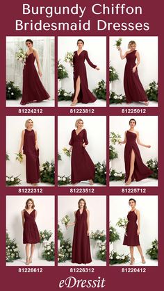 the bridesmaid dresses are all different colors and sizes, but they have one side slit