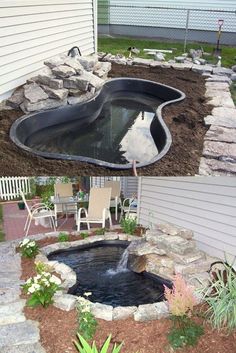 a small pool in the middle of a yard