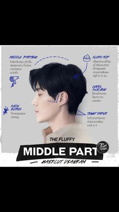 The Fluffy Middle Part, Haircut Cowok, Korean Middle Part Hair Men, Men Asian Haircut, Middle Part Korean, Korean Middle Part, Two Block Mullet, Fluffy Middle Part, Mullet Middle Part