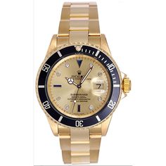 Men's automatic winding wristwatch with date. 18k yellow gold case; rotating bezel with black insert (40mm diameter). Genuine Rolex champagne Serti dial with diamond and sapphire hour markers. 18k yellow gold Oyster bracelet with flip-lock clasp. Pre-own Gold Diamond Watch With Chronometer And Round Dial, Gold Diamond Watch With Chronometer, Classic Gold Automatic Diamond Watch, Gold Classic Automatic Diamond Watch, Gold Automatic Classic Diamond Watch, Classic Gold Diamond Automatic Watch, Gold Automatic Diamond Watch Classic Style, Yellow Gold Automatic Diamond Watch With Round Dial, Yellow Gold Diamond Watch With Automatic Round Dial