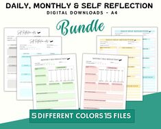 the printable bundle includes 5 different colors for each month