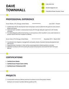 Scrum Master Resume Template Visme Scrum Master, Professional Resume Template, Resume Template Professional, Professional Resume