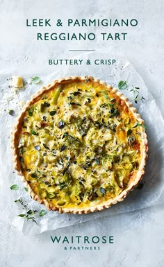 an image of a quiche with cheese and vegetables on the cover for waitrose & partners