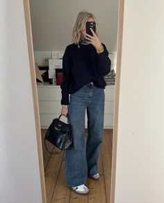 Mum School Run Outfit, Sambas And Jeans Outfit, Midsize Trench Coat, Country Club Fall Outfit, Denim Jean Outfits For Women, Fall Jeans And Sneakers Outfit, Adidas Samba Outfit Autumn, Black Long Sleeve And Jeans Outfit, Sambas Jeans Outfit