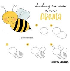 how to draw a bee in spanish for kids and beginners with pictures on it