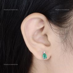 Dive into the magical temptation of this stunning Earrings in attractive shape and design made of White Gold studded with Emerald. An essential ornament to add in your jewellery collection! ✧✧Welcome To Our Shop Spectrum Jewels India✧✧ ""Emerald Diamond Wedding Stud Earrings Jewelry, Brilliant Cut Natural Emerald 10k White Gold Earrings For Wedding Engagement Gift For Her"" ★PRODUCT SPECIFICATION★ * ITEM CODE - STE-1042A * EARRING LENGTH - 10 Millimetres Approx * METAL - 10k White Gold * 10k Whi May Birthstone Diamond Earrings For Wedding, Diamond Earrings For Wedding, May Birthstone, Green Diamond Cut Wedding Earrings, Green Diamond Cut Earrings For Wedding, Emerald Earrings With Brilliant Cut For Wedding, Gia Certified Emerald Earrings For Wedding, Green Teardrop Diamond Earrings For Anniversary, Pear-shaped Earrings For Anniversary With May Birthstone, Pear-shaped May Birthstone Earrings For Anniversary