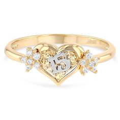 PRICES MAY VARY. Width: 7MM Average Weight: 1.47grams Type: Quinceanera Heart Ring PREMIUM SOLID 14K GOLD: Crafted with durable high quality materials, gems, & stones; Hand-Stamped for Authenticity & FTC Law Approved. Easy to clean & polish and won't permanently tarnish or rust! Most 14k rings can easily be resized by your local jeweler! Our rings are designed and crafted to meet the highest quality standards; We make Quality Gold Jewelry for Women & Men that you can Wear Everyday Included with Quince Promise Rings, Number 15 Ring, Quinceanera Jewelry, Quinceanera Party, Gold Rings Jewelry, Jewelry Ring Box, 14k Gold Ring, Gold Collection, Girls Jewelry