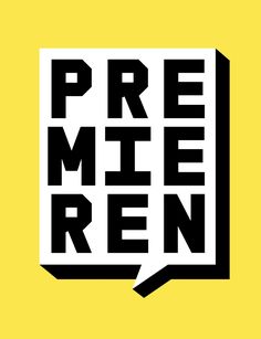 the words pre - men written in black and white on a yellow background with a speech bubble