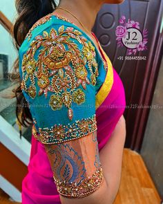 Bridal Aari Work Blouse, Zardosi Work Blouse, Maggam Blouses, Maggam Blouse, Aari Design, Circle Mehndi, Zardosi Work