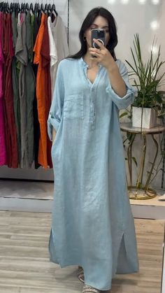 Timeless Outfits, Printed Short Dresses, Linen Dress Women, Moda Boho, Frock Design, Large Dress, Modest Fashion Outfits, Casual Fall Outfits, Linen Clothes