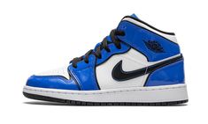 The Air Jordan 1 Mid GS “Signal Blue” is the youth sizing of Michael Jordan’s first signature shoe in an Orlando Magic inspired colorway for kids. The Air Jordan 1 Mid is as popular as it's ever been in recent years due to refreshing looks like the “Signal Blue” that add to the iconic silhouette’s story. Jordan Brand adds shining patent leather overlays in the shade of royal blue to the forefoot, eyelets, collar, and heel. The same hue of blue also appears on the tongue and nylon tongue tag with Blue Air Jordan 1, Air Jordan 1 Mid Gs, Air Jordan 1 Mid Se, Blue Air, Jordan 1s, Retro 1, Black Wings, Valerian, Orlando Magic