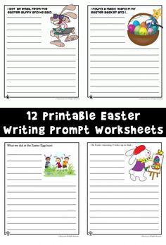 printable easter writing worksheets for kids to practice their handwriting and spelling skills