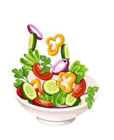 a salad with cucumbers, tomatoes and lettuce in a white bowl