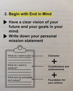 an open book with instructions on how to write a mission statement