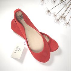 Geranium Soft Suede Handmade Ballet Flats Ethical Shoes, Blue Ballet Flats, Red Ballet Flats, Bridal Shoes Low Heel, Dress Well, Low Heel Shoes, Flats Shoes, Leather Ballet Flats, Ballet Flat Shoes