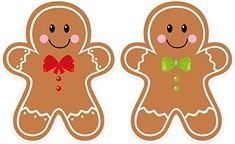 two gingerbreads with bow ties and bows are cut out to look like they're