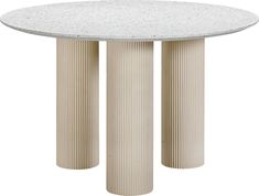 a white table with three columns on it